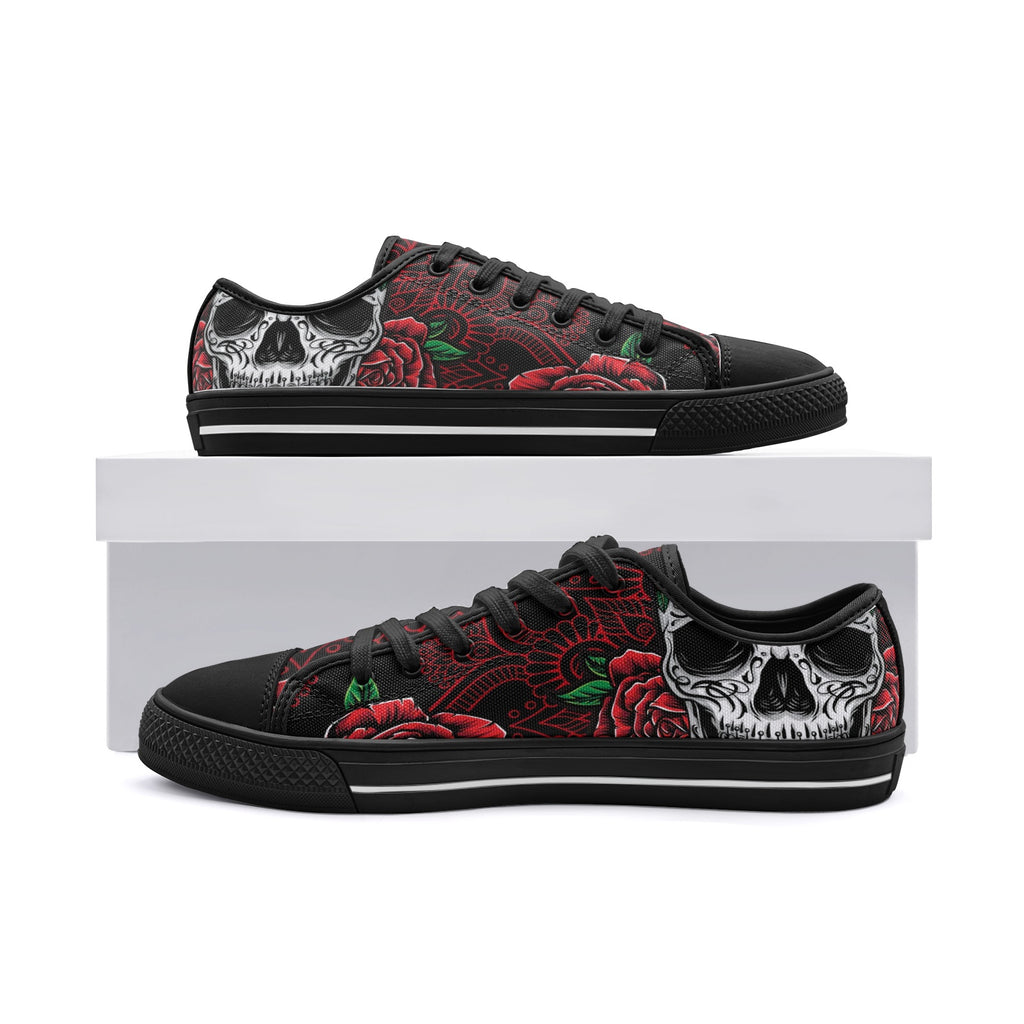 Red Skull Unisex Low Top Canvas Shoes