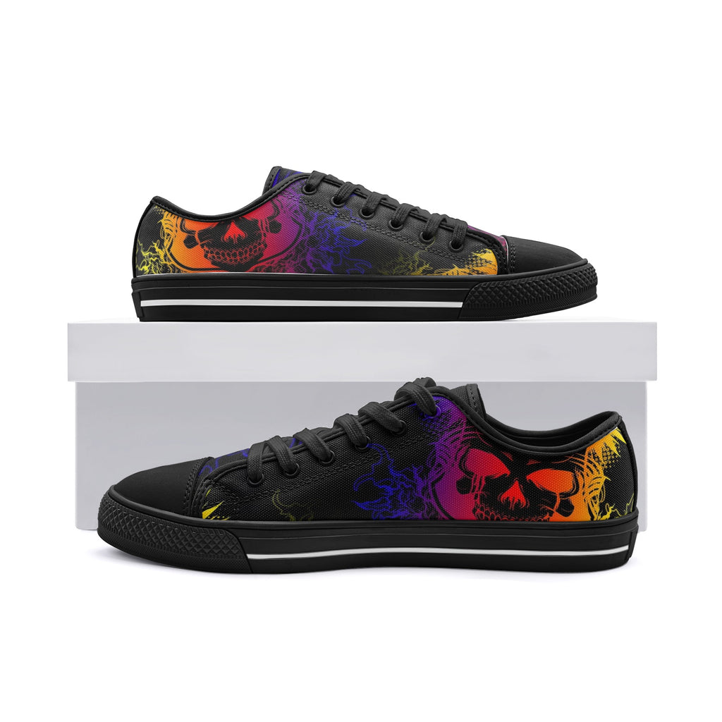 Multi colour skull Unisex Low Top Canvas Shoes